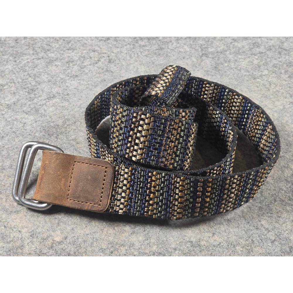 Bison Designs Mens Woven Belt Multi Color Geometric D-Ring Buckle USA Made Med